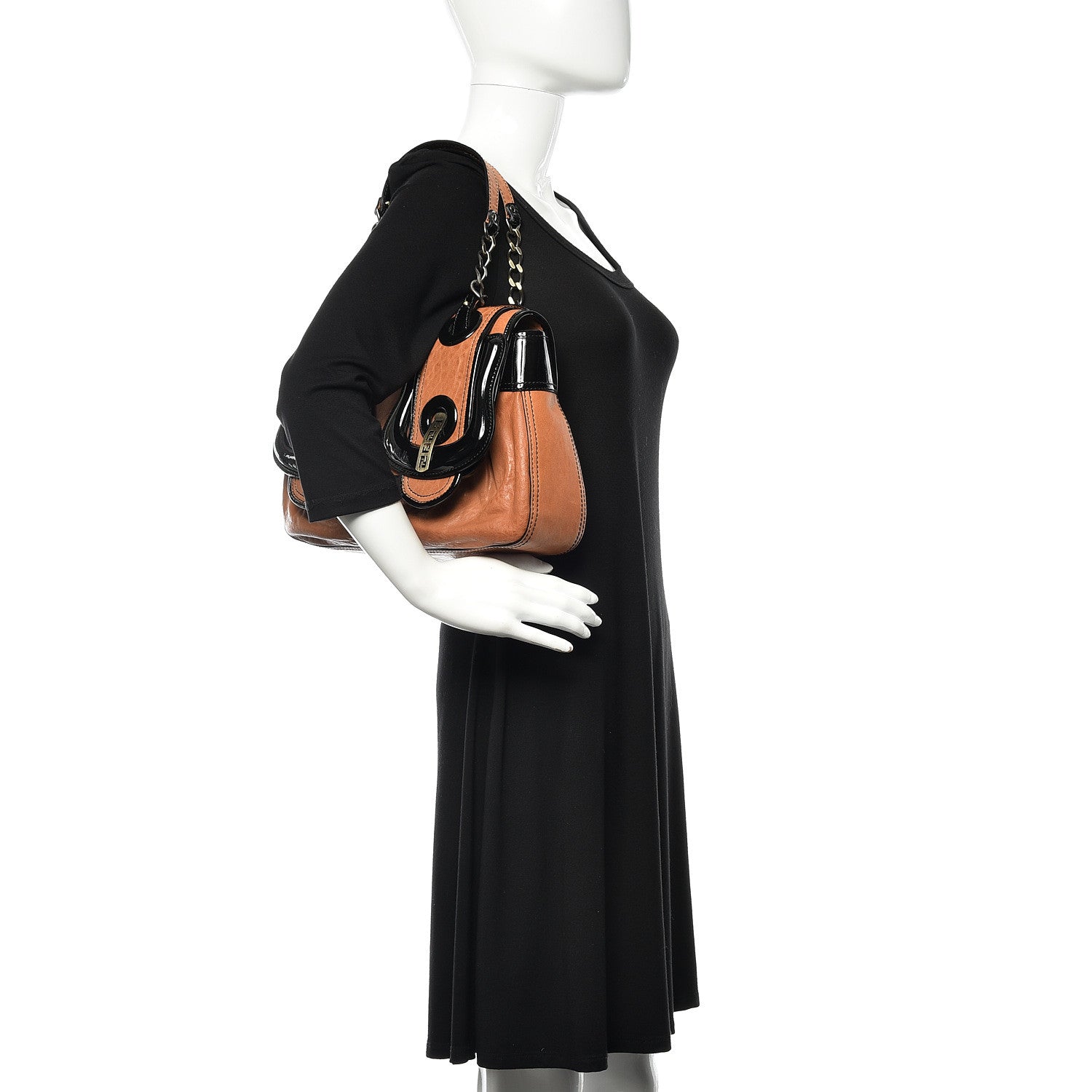 Fendi Nappa Patent B Bag Osso Black 2 of 12