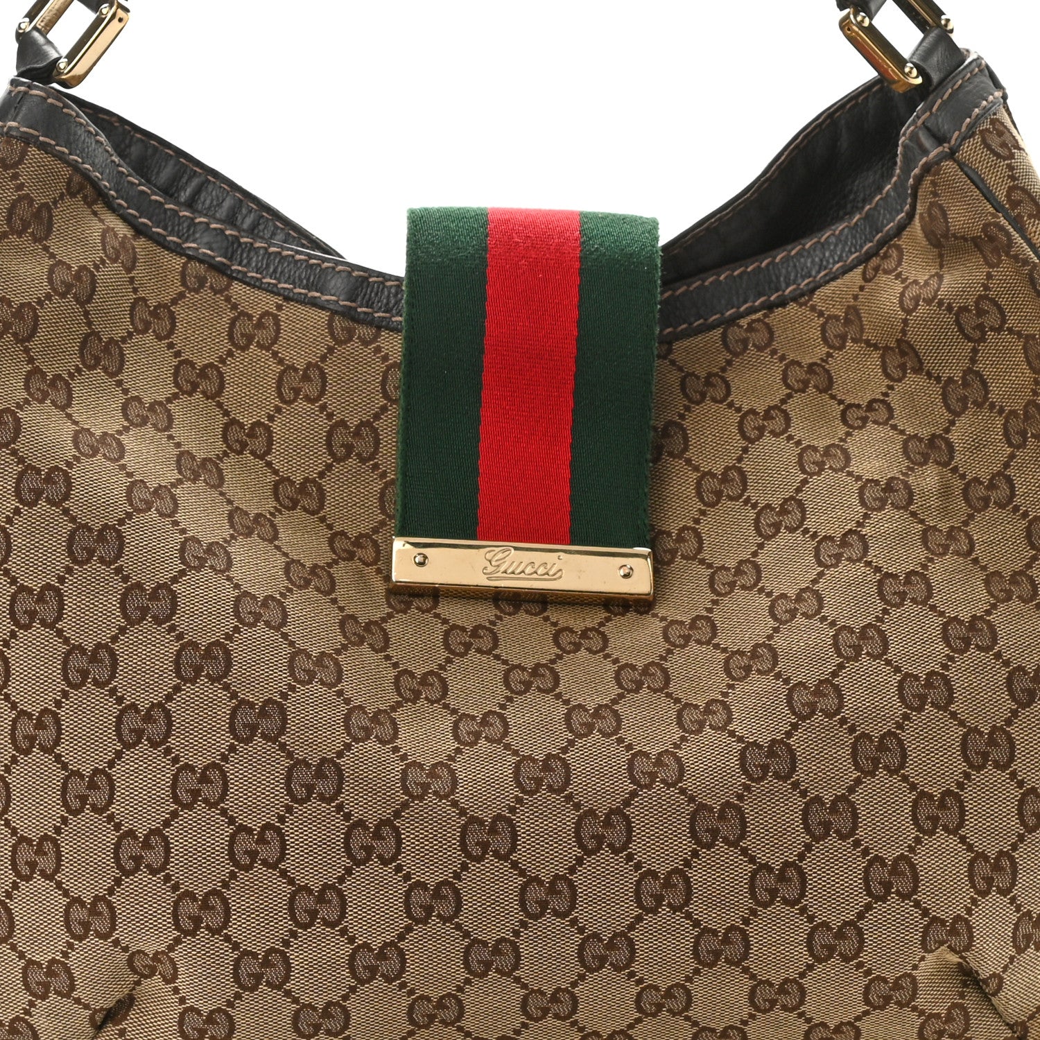 Gucci Monogram Large New Ladies Web Hobo Dark Brown 8 of 13