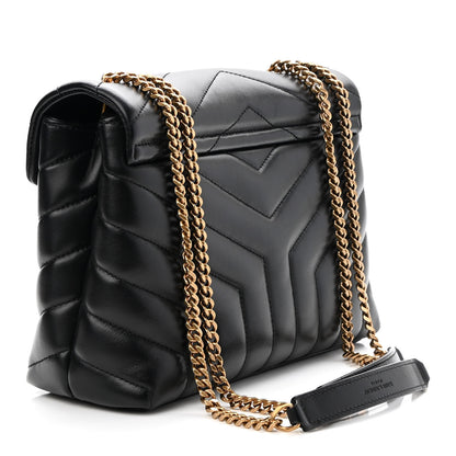 Saint Laurent Calfskin Y Quilted Monogram Small Loulou Chain Satchel Black 3 of 9