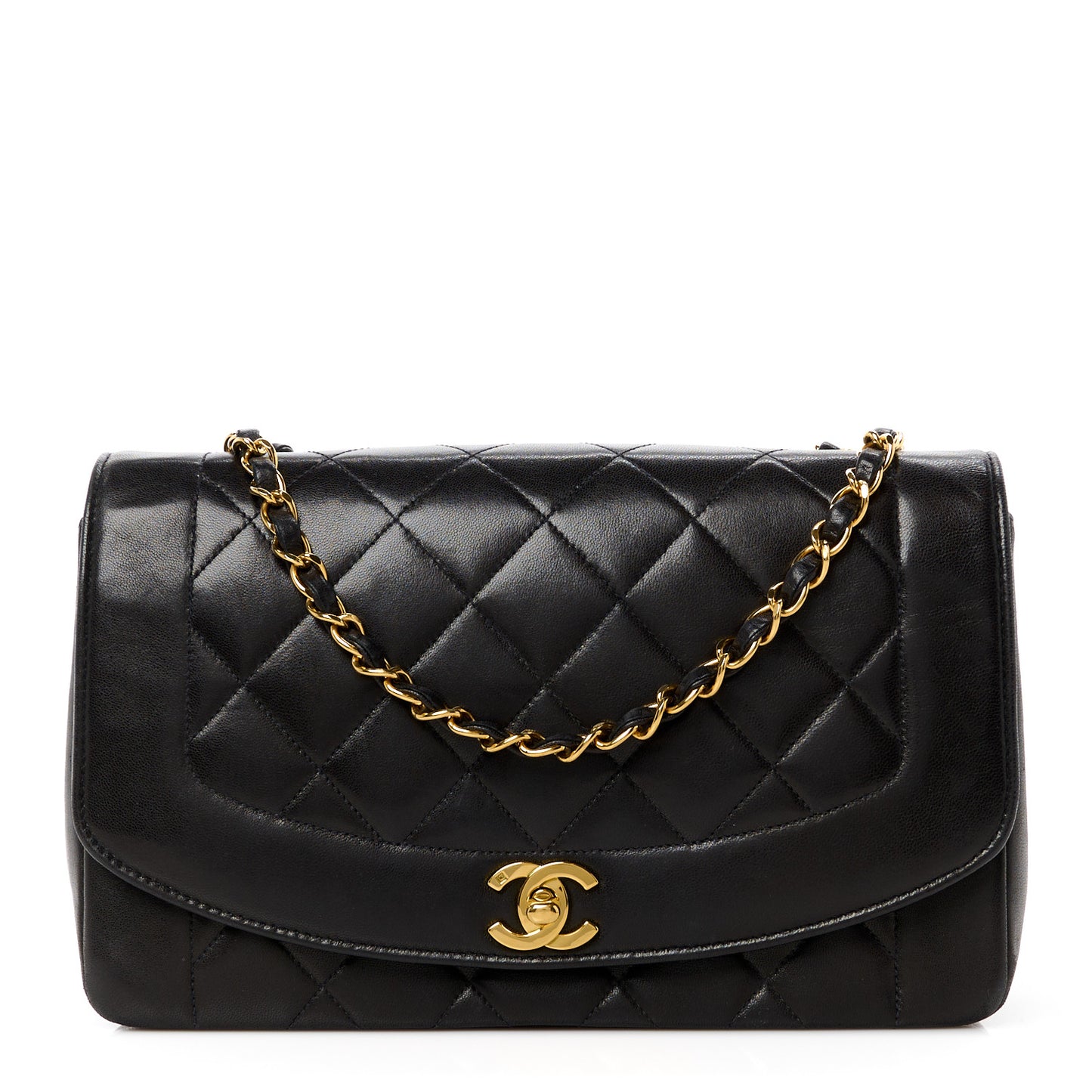Lambskin Quilted Medium Single Flap Black