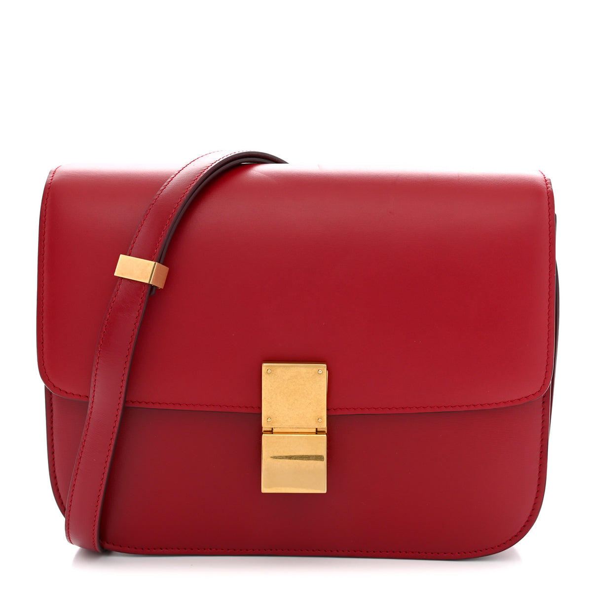 Box Calfskin Medium Classic Box Flap Bag Red