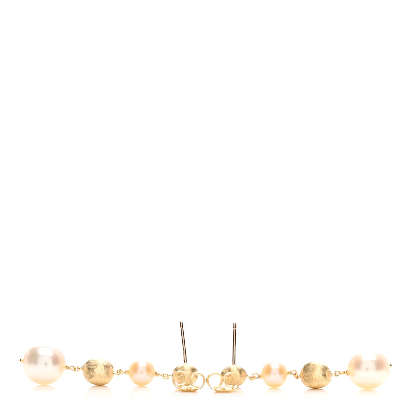 18K Yellow Gold Pearl Africa Alternating Drop Earrings