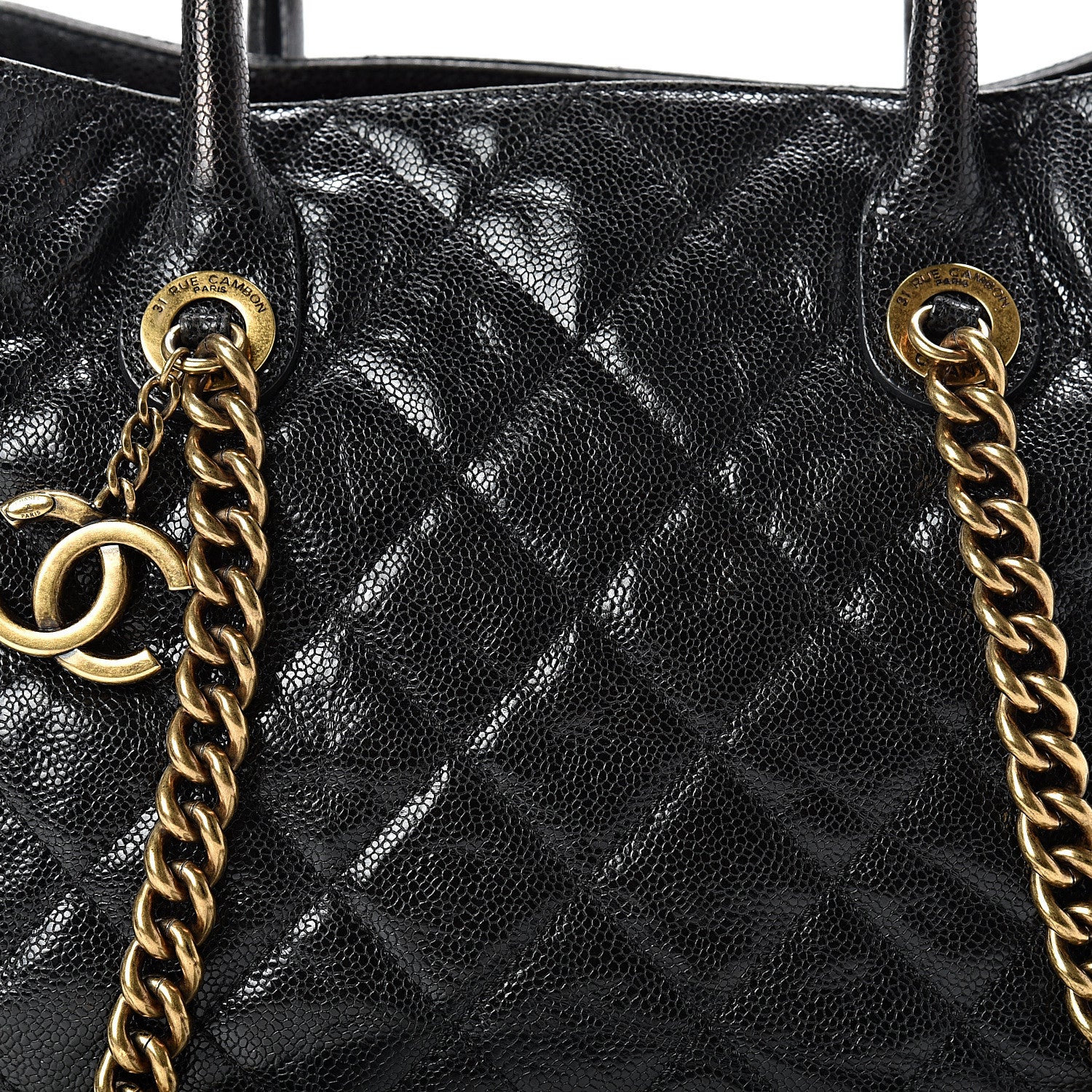Chanel Crumpled Grained Calfskin Quilted CC Crave Tote Black 7 of 16