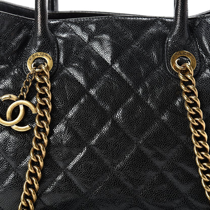 Chanel Crumpled Grained Calfskin Quilted CC Crave Tote Black 7 of 16