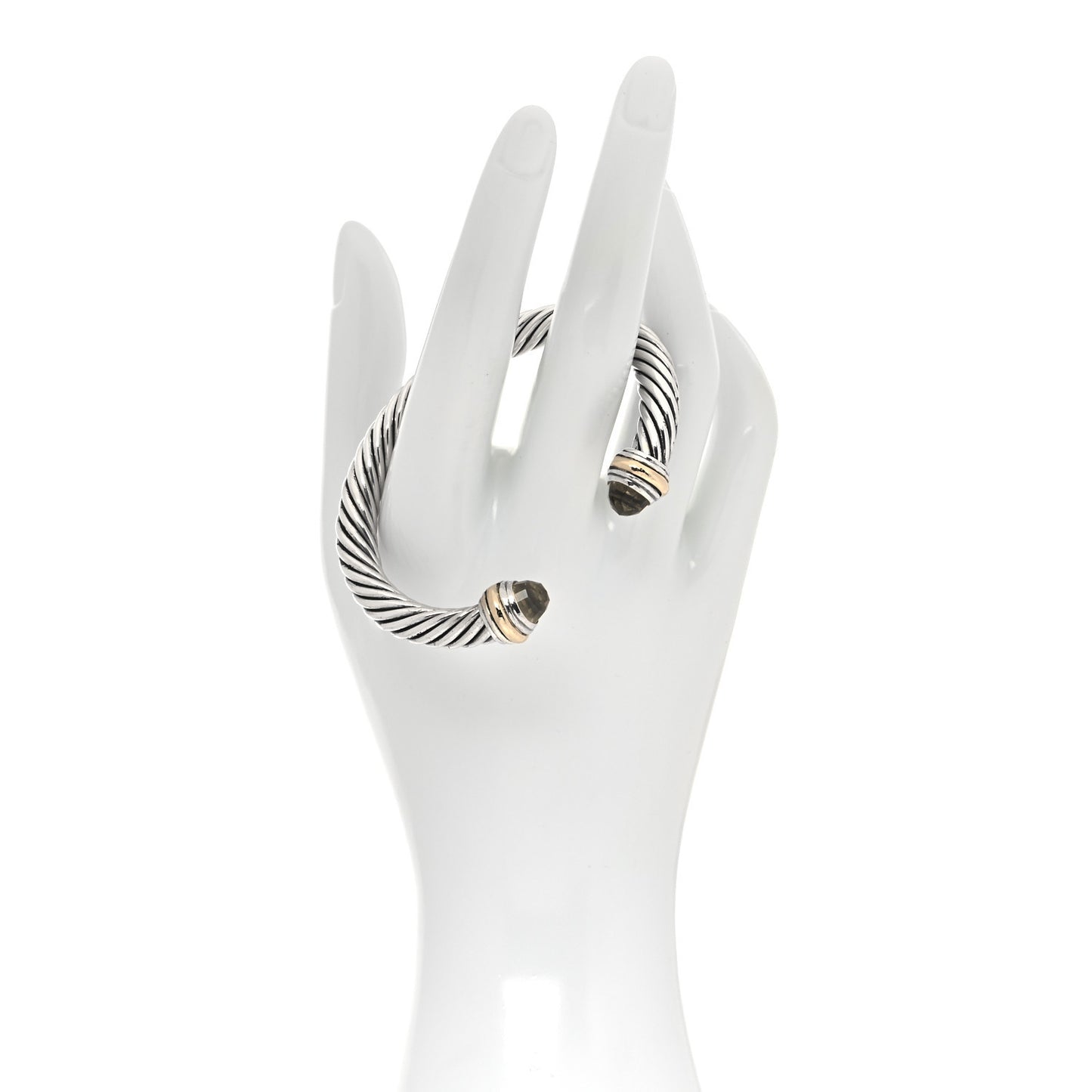 Sterling Silver 14K Yellow Gold Prasiolite 7mm Cable Classics Bracelet