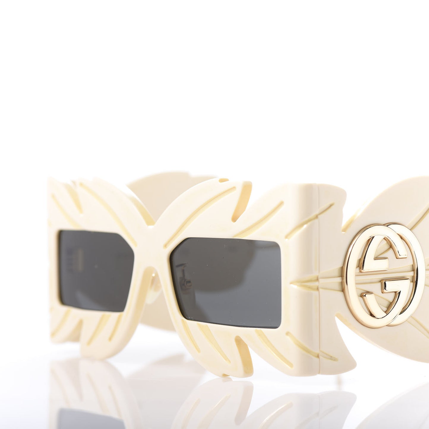 Acetate Square Frame Wing Sunglasses GG0429S Ivory