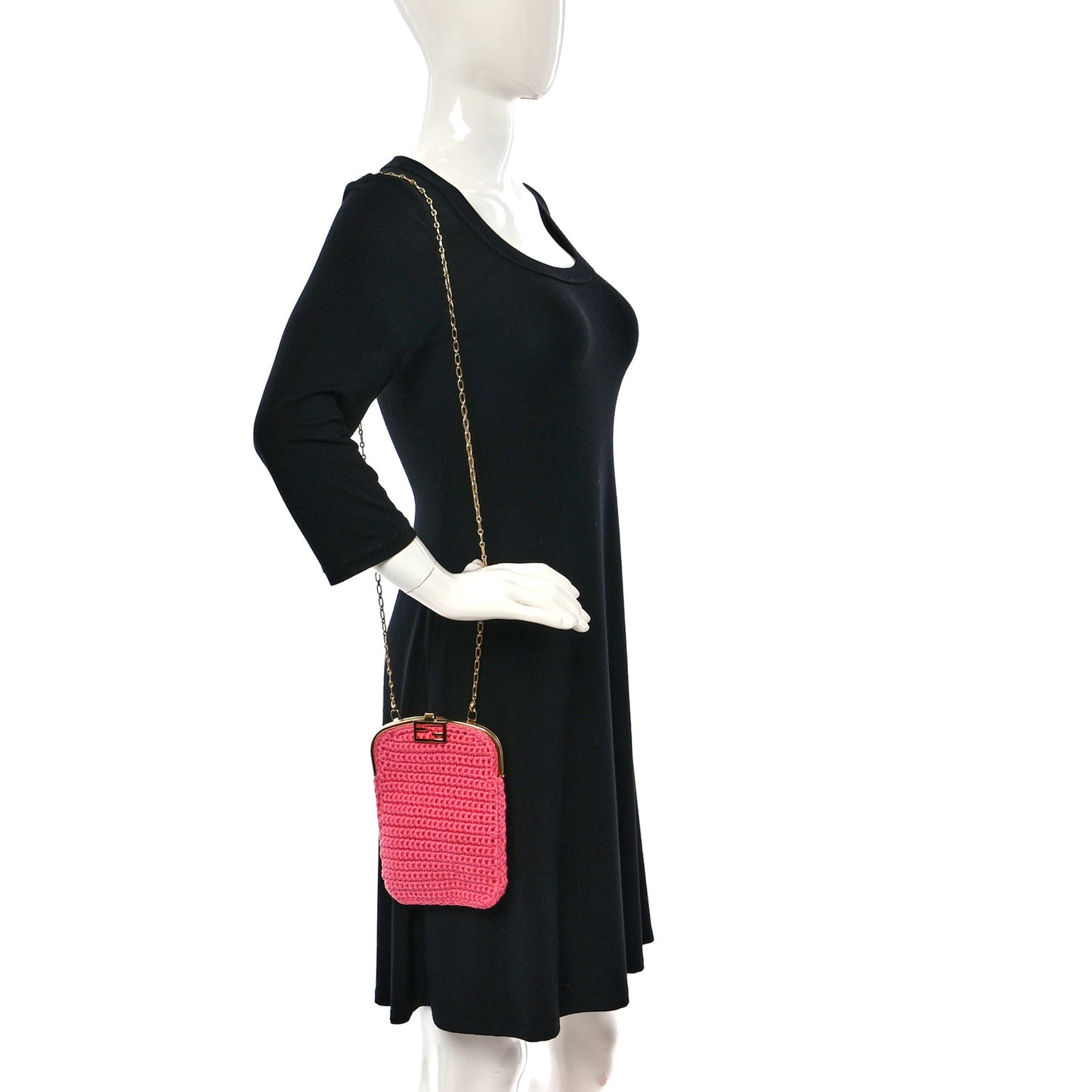 Fabric Crochet Baguette Phone Bag Rosa