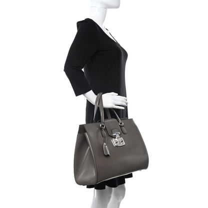 Gucci Regent Calfskin Large Lady Lock Flap Top Handle Bag Grey 2 of 10