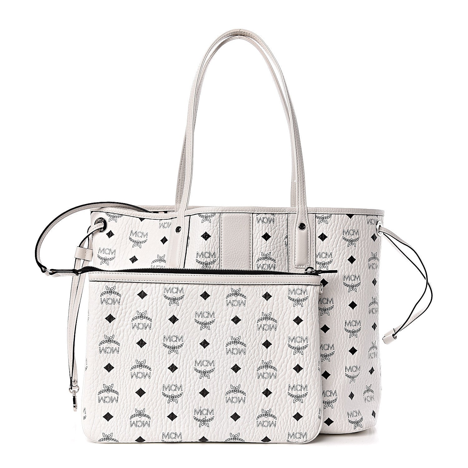 MCM Visetos Medium Liz Reversible Shopper Tote White 1 of 18
