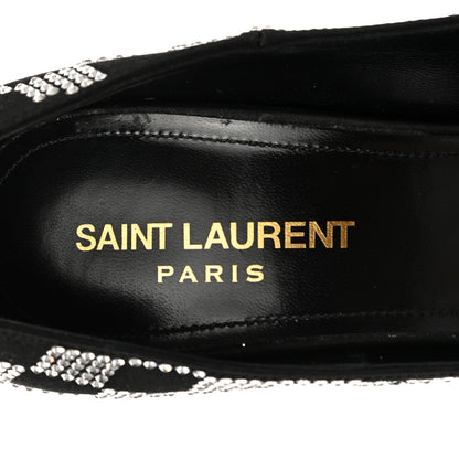 Saint Laurent Satin Crystal Embellished Checkered Zoe 105 Pumps 36.5 Black 7 of 13