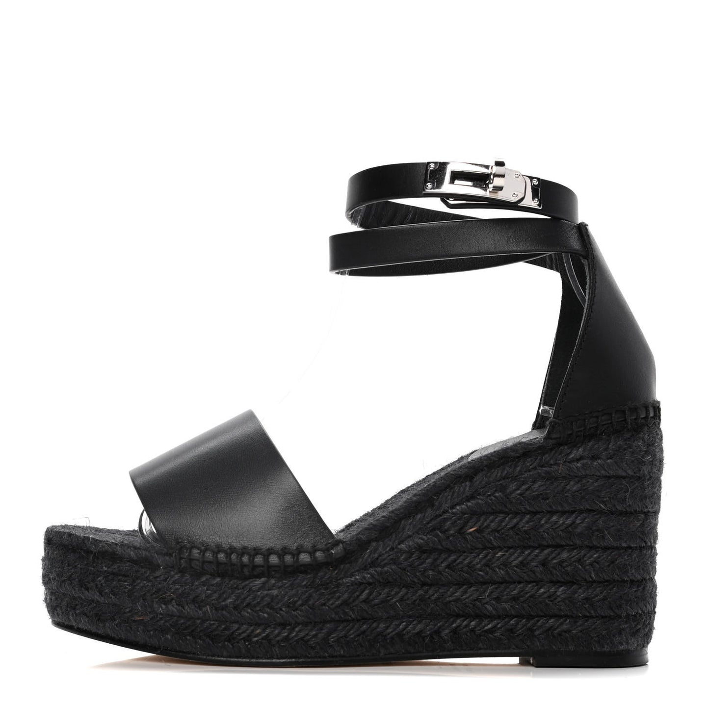 Calfskin Tipoli Espadrille Wedges 37 Black
