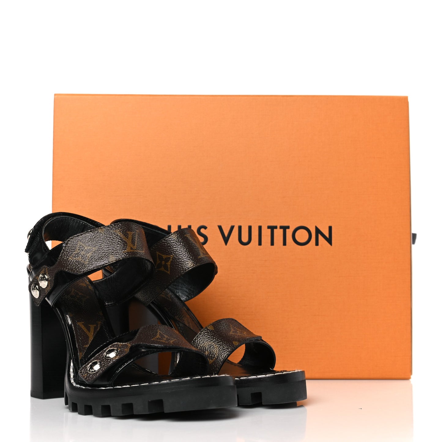 Monogram Star Trail Sandals 38.5 Black