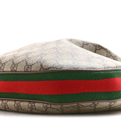Gucci GG Supreme Monogram Textured Calfskin Web Large Attache Shoulder Bag Beige Ebony New Acero 10 of 12