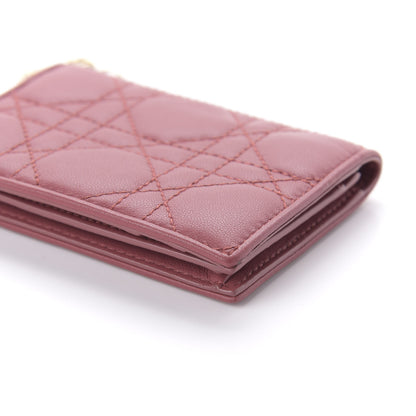 Christian Dior Lambskin Cannage Small Lady Dior Flap Card Holder Burgundy 7 of 9