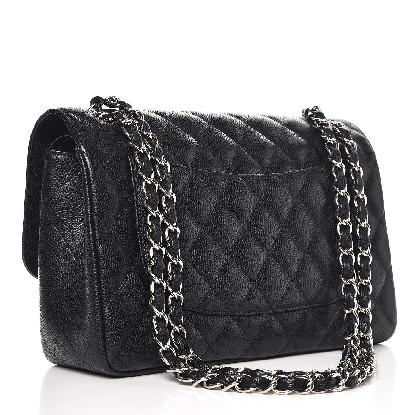 Caviar Quilted Jumbo Double Flap Black