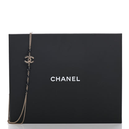 Chanel Beaded Crystal CC Long Necklace Gold Black White 5 of 5