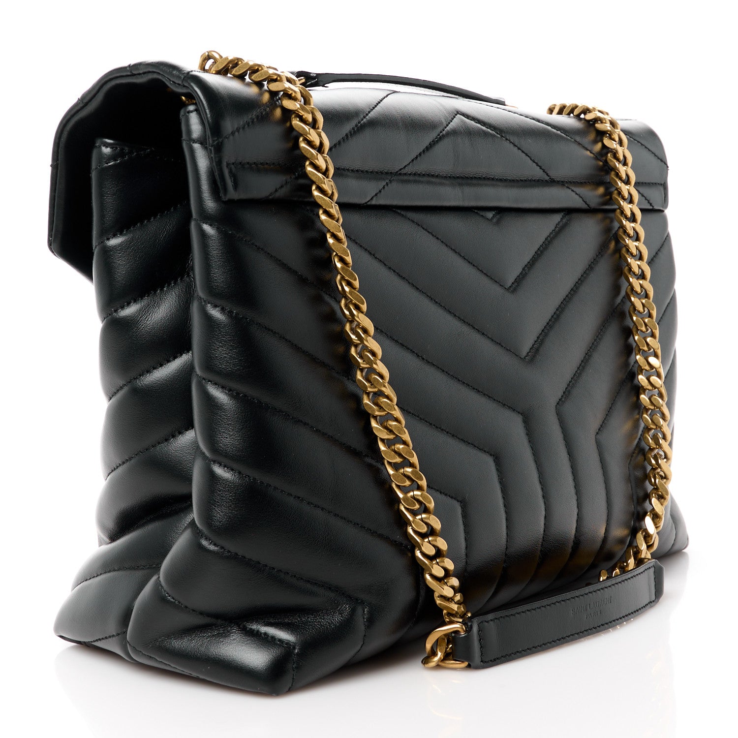 Saint Laurent Calfskin Y Quilted Monogram Medium Loulou Chain Satchel Black 3 of 11