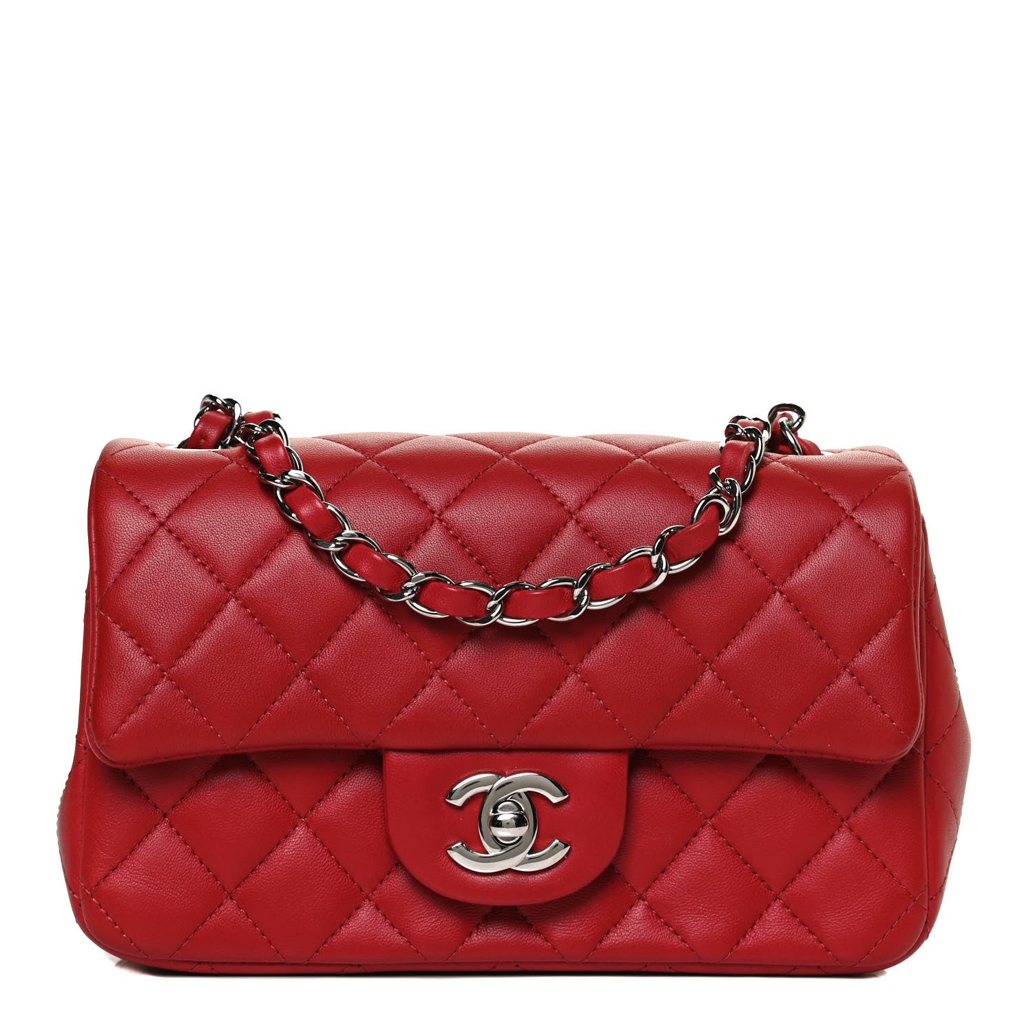 Chanel Lambskin Quilted Mini Rectangular Flap Red 1 of 11