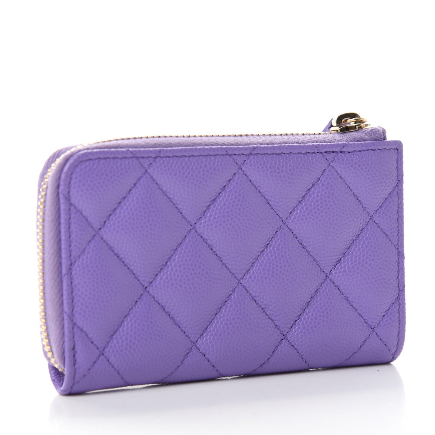 Caviar Quilted Zipped Key Holder Case Purple