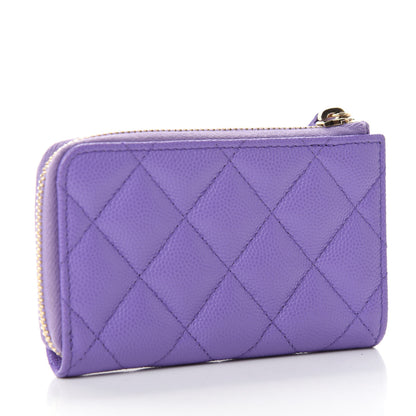 Chanel Caviar Quilted Zipped Key Holder Case Purple 3 of 12