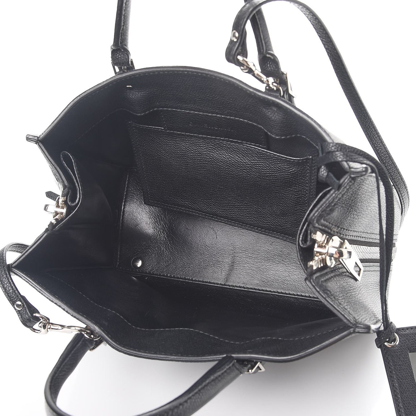 Grained Calfskin Plate Hardware Papier A6 Zip Around Tote Black