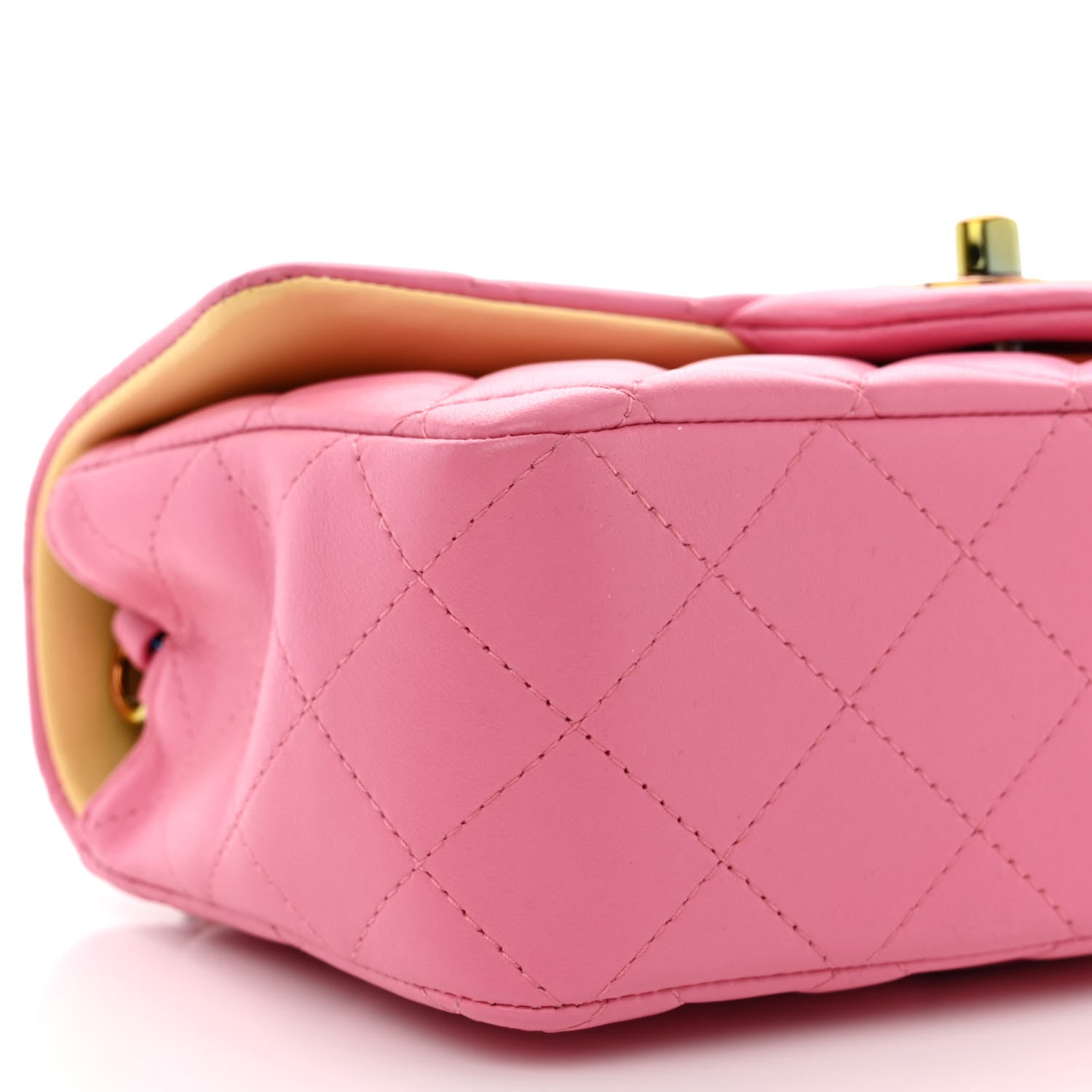Chanel Lambskin Quilted Mini Rectangular Flap Pink Yellow 9 of 11