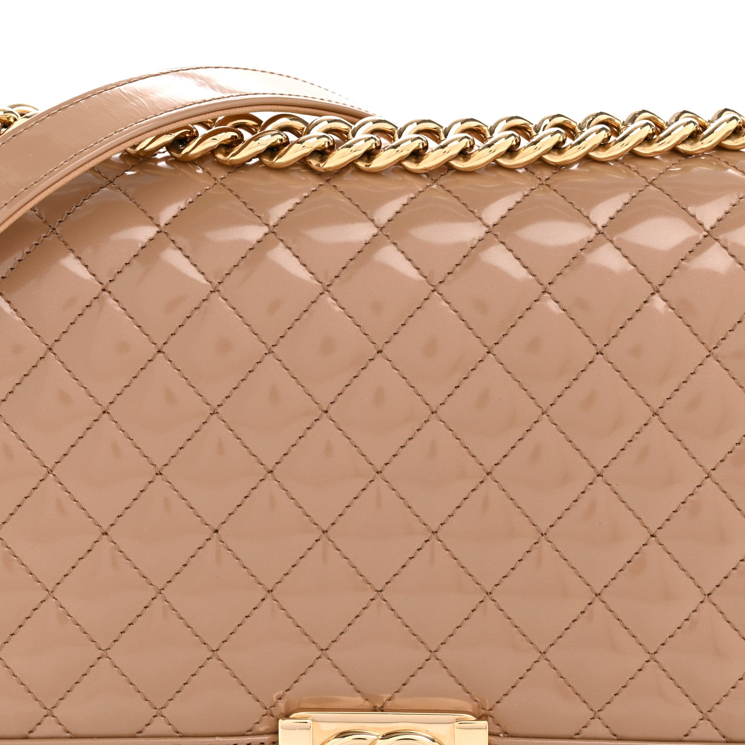 Chanel Iridescent Patent Calfskin New Medium Boy Flap Beige 8 of 12