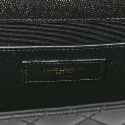 Saint Laurent Grain De Poudre Textured Mixed Matelasse Triquilt Medium Monogram Satchel Black 6 of 11