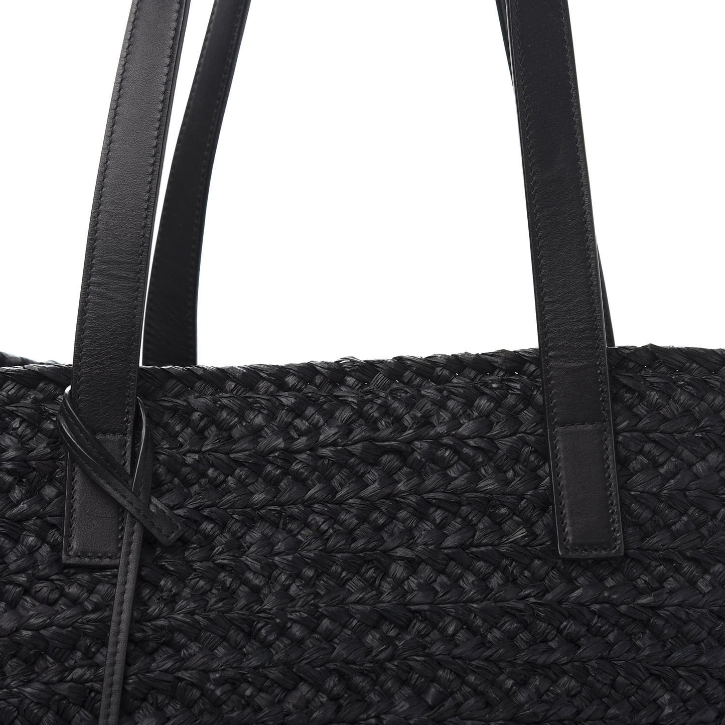Raffia Medium Panier Bag Black