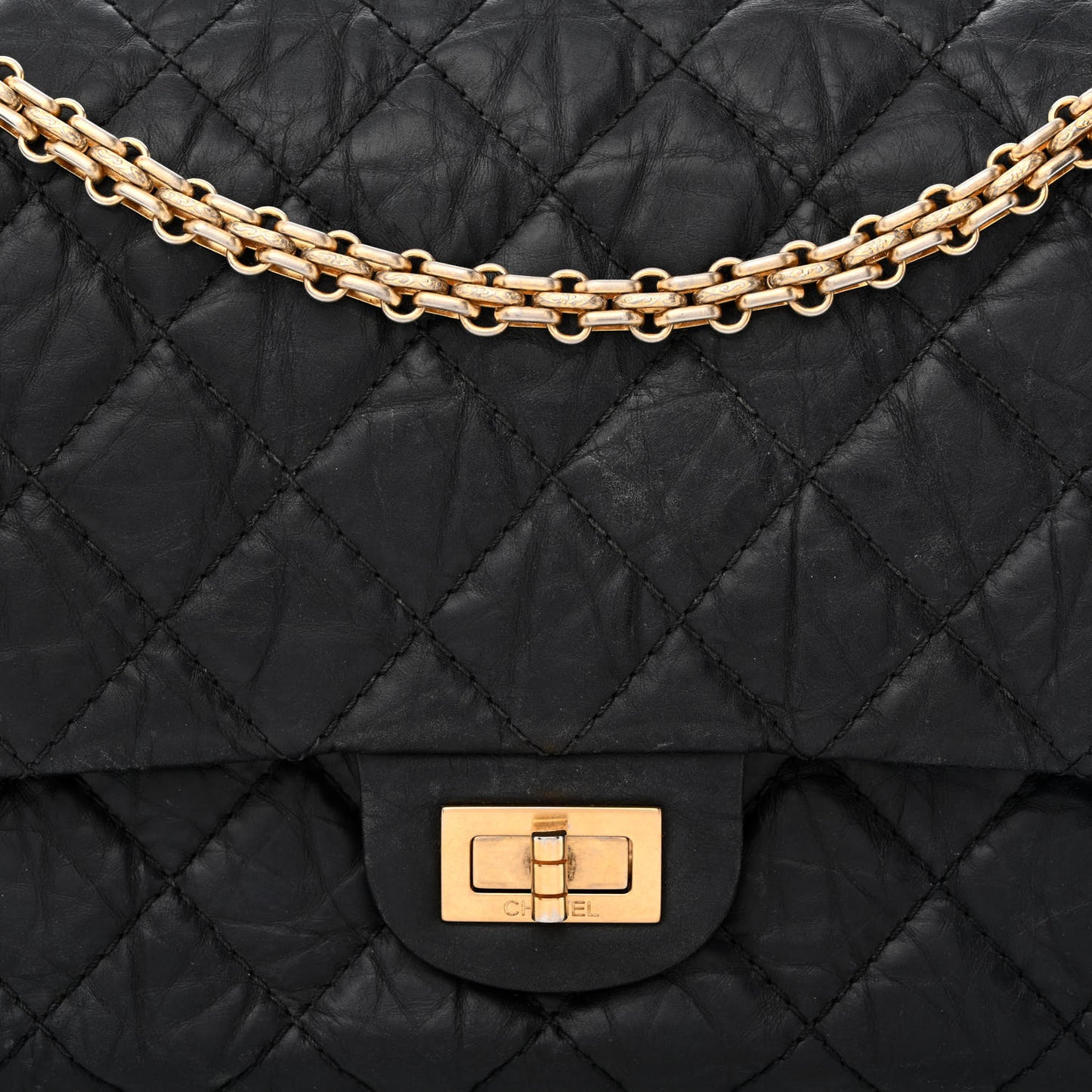 Aged Calfskin Quilted 2.55 Reissue 226 Flap Black