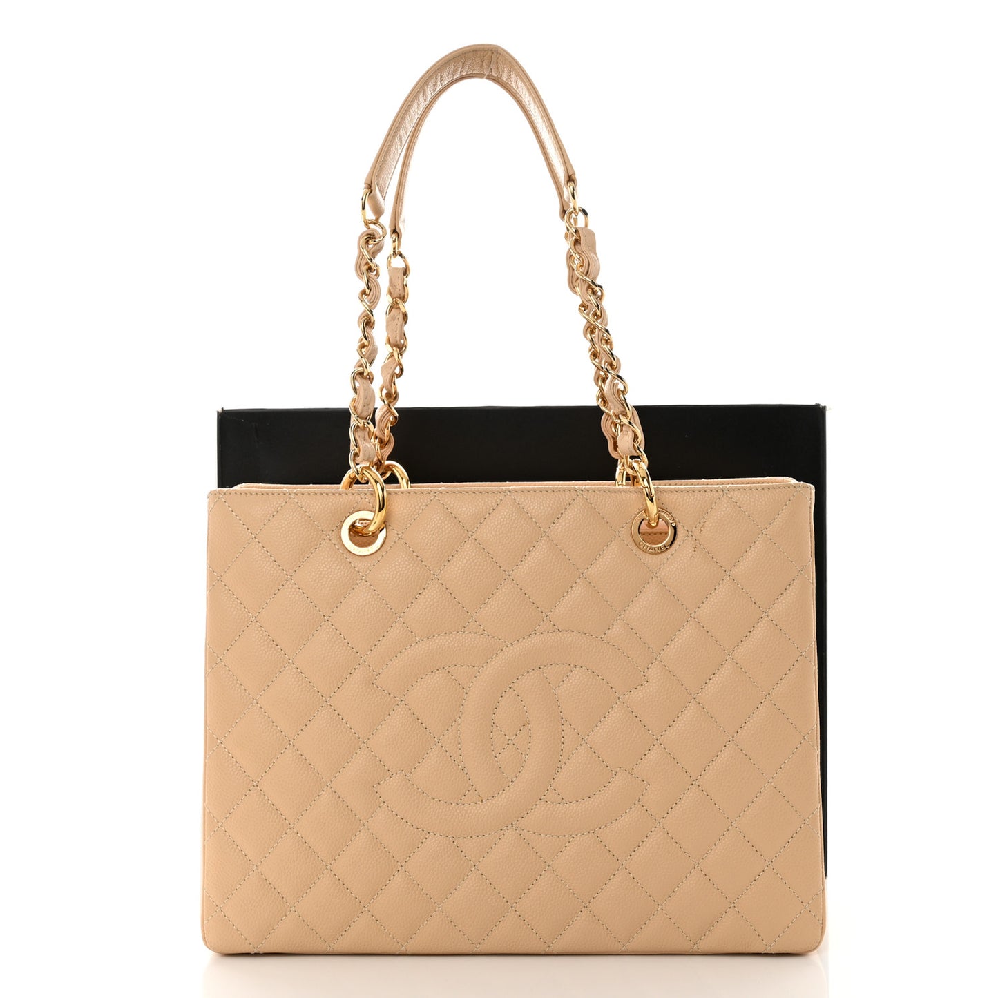 Caviar Quilted Grand Shopping Tote GST Beige
