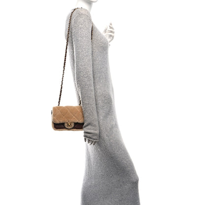 Chanel Shearling Lambskin Quilted Mini Furry Coco Flap Beige Dark Brown 2 of 12