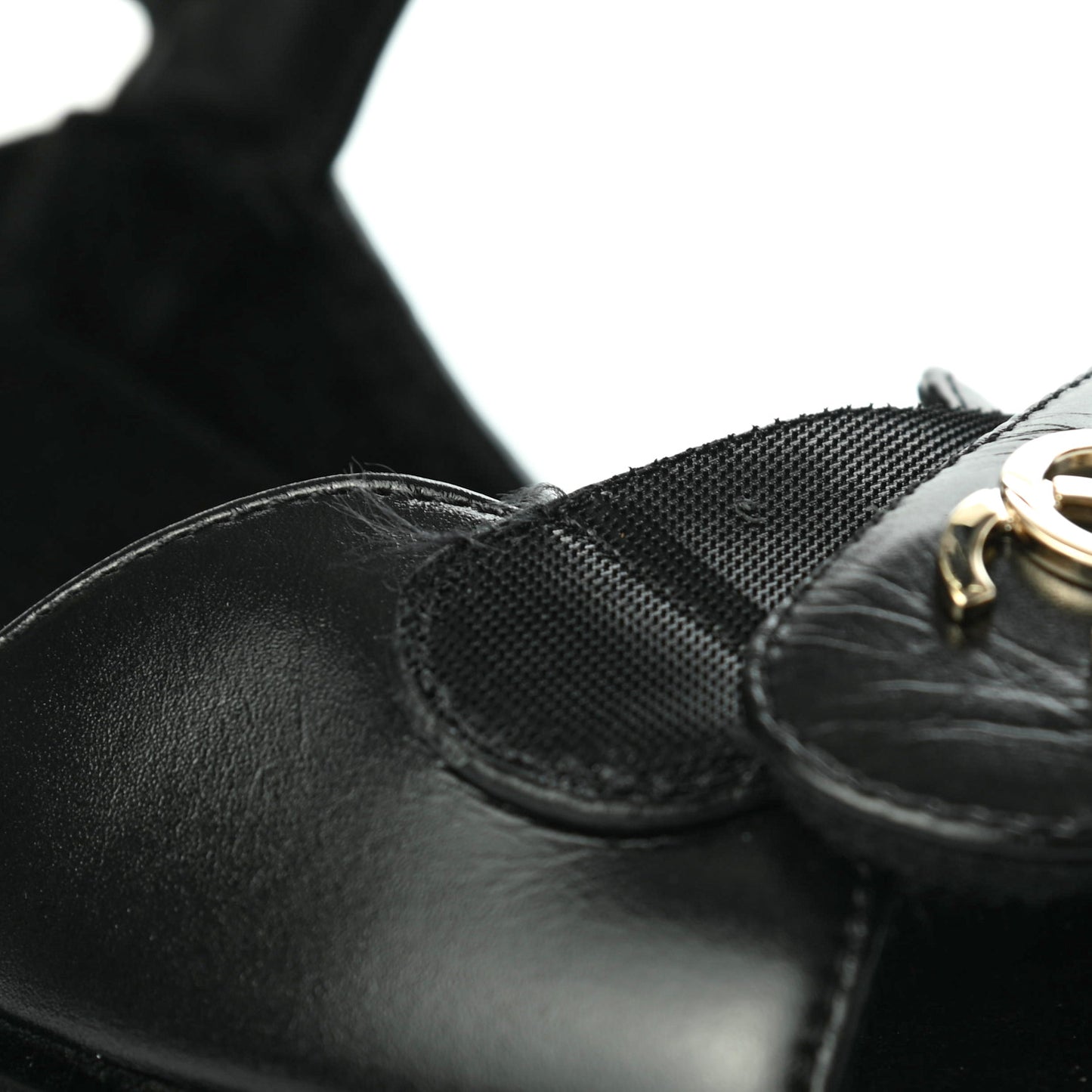 Shiny Calfskin Logo Platform Sandals 38 Black