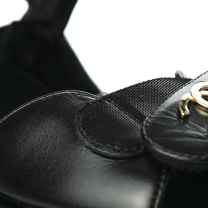 Chanel Shiny Calfskin Logo Platform Sandals 38 Black 10 of 10