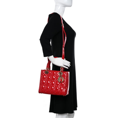 Christian Dior Patent Cannage Medium Lady Dior Red 2 of 11