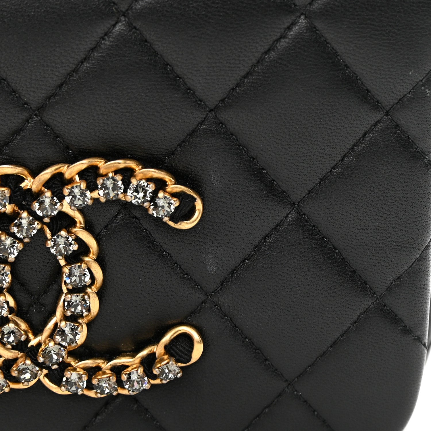 Chanel Lambskin Quilted Crystal CC Mini Flap Black 12 of 14