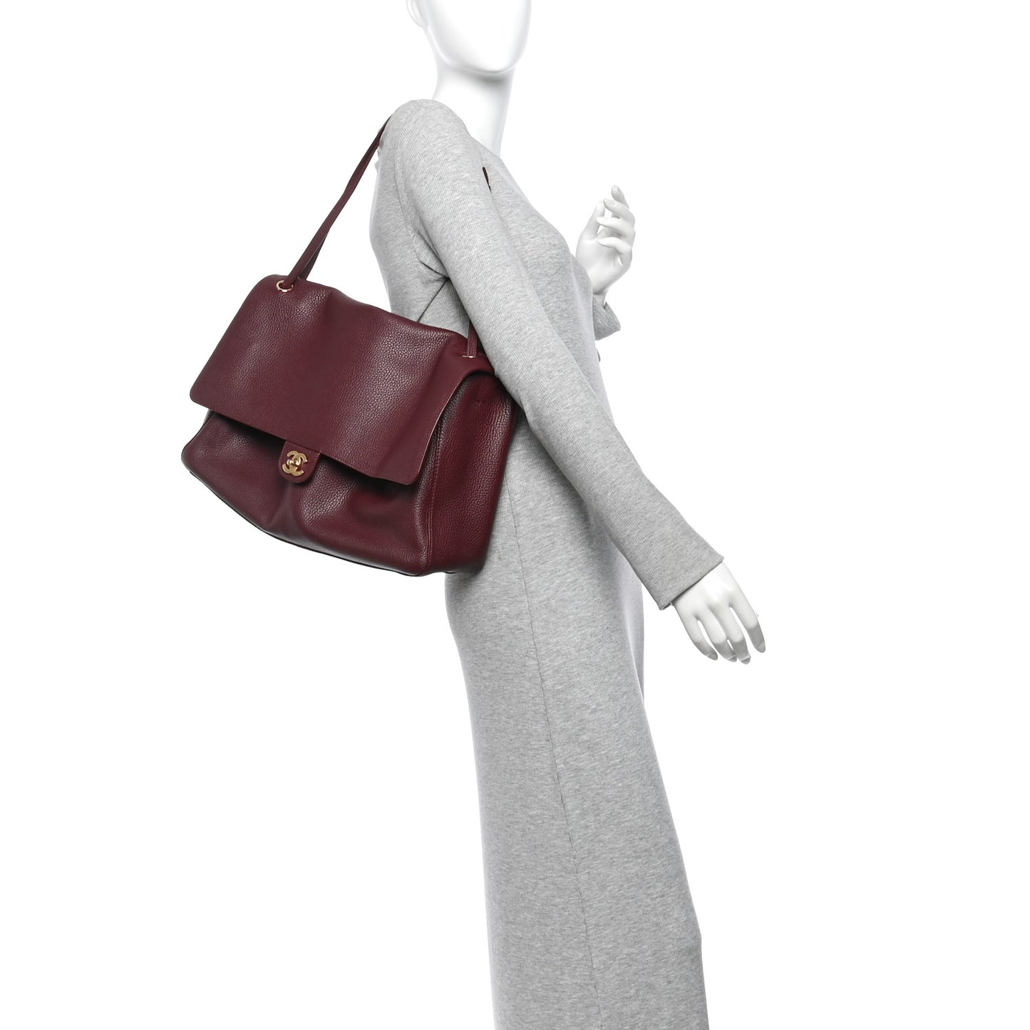Grained Calfskin Souplissimo Maxi Flap Burgundy