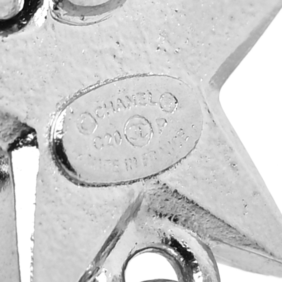 Strass Crystal CC Star Drop Earrings Silver