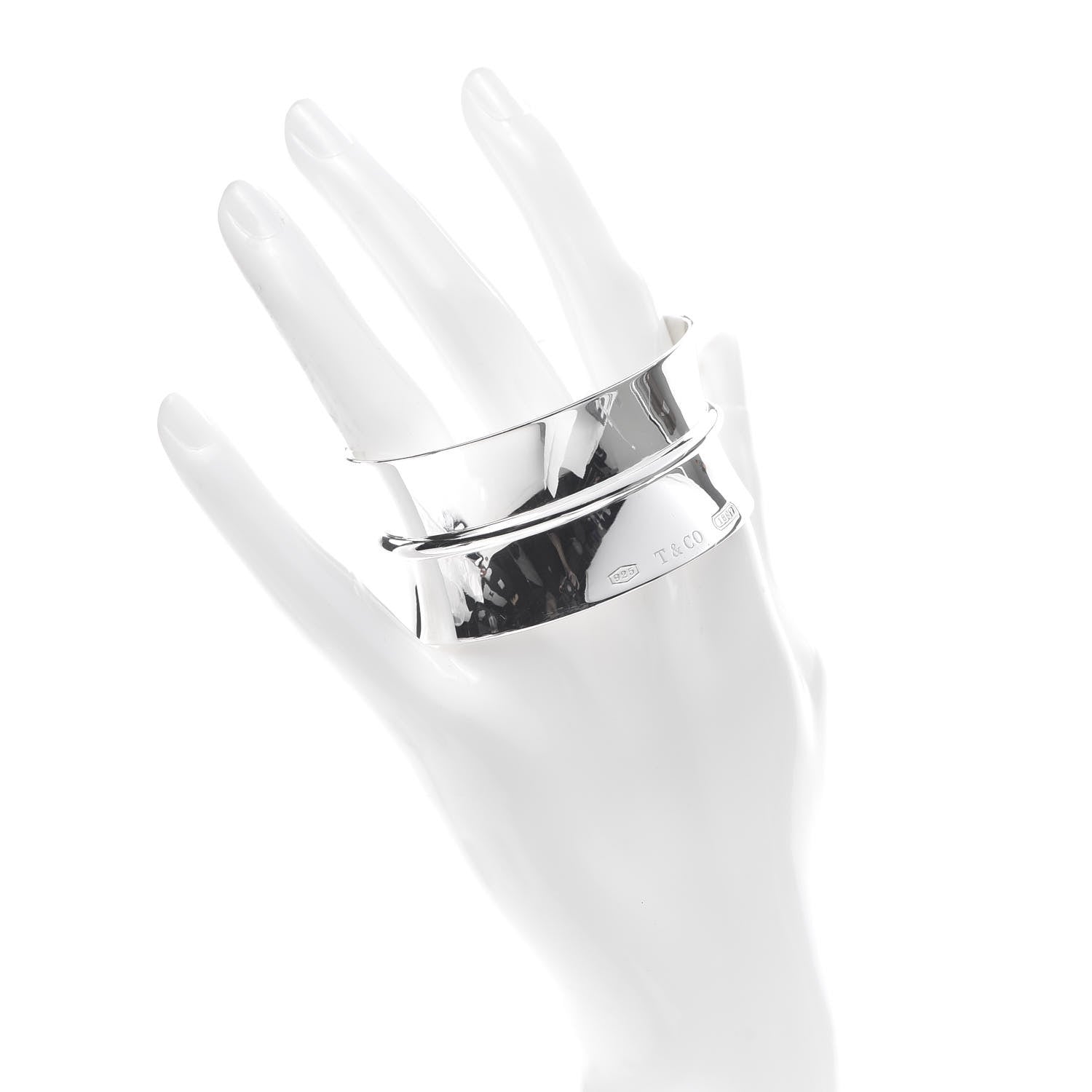 Tiffany Sterling Silver Wide 1837 Cuff Bracelet 2 of 3