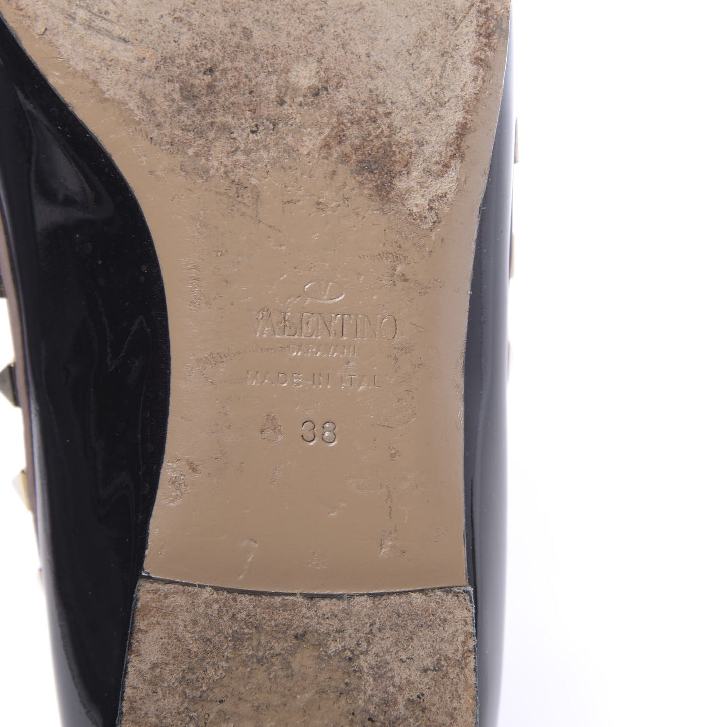 Patent Nappa Rockstud Ballerina Flats 38 Black Poudre