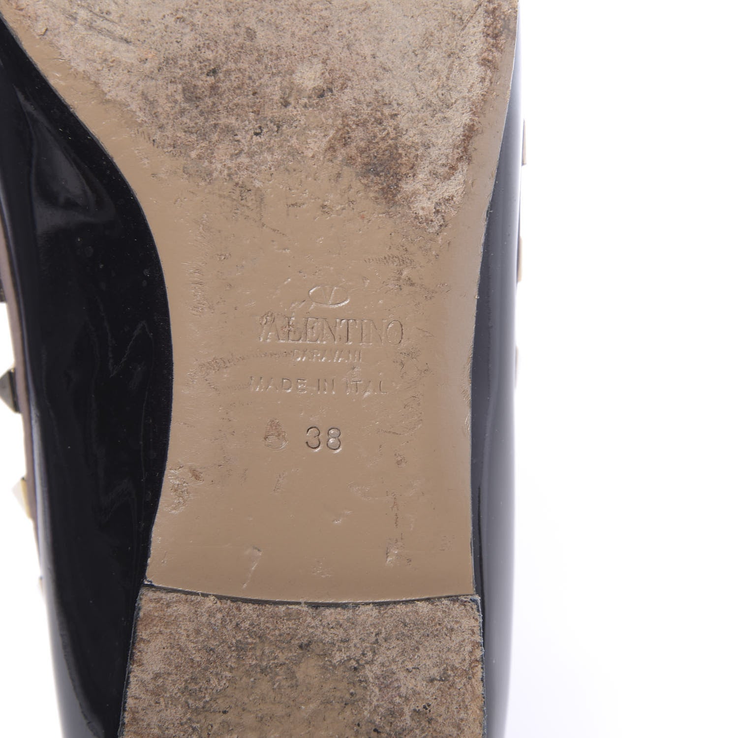 Valentino Garavani Patent Nappa Rockstud Ballerina Flats 38 Black Poudre 8 of 14