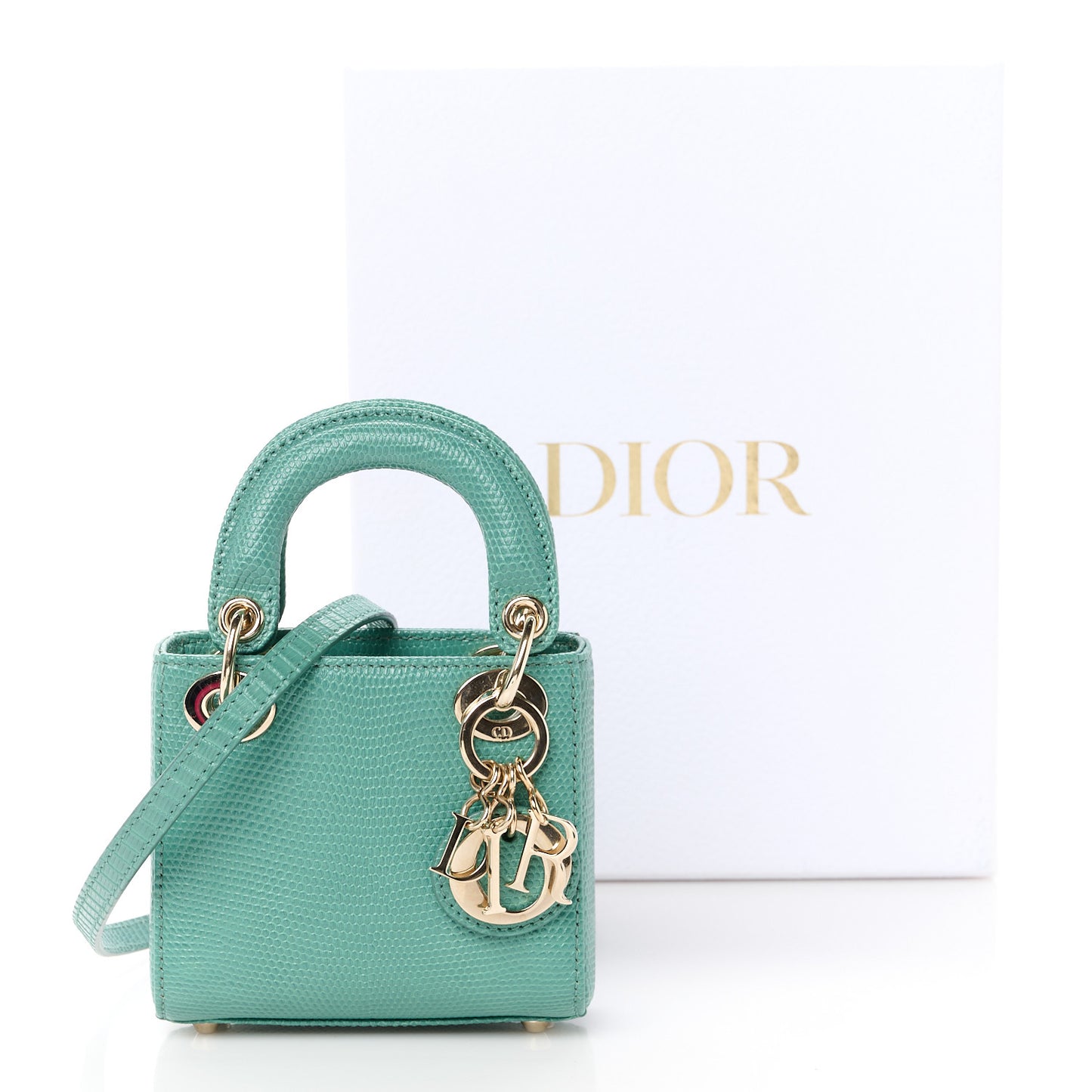Lizard Micro Lady Dior Vert Tundra