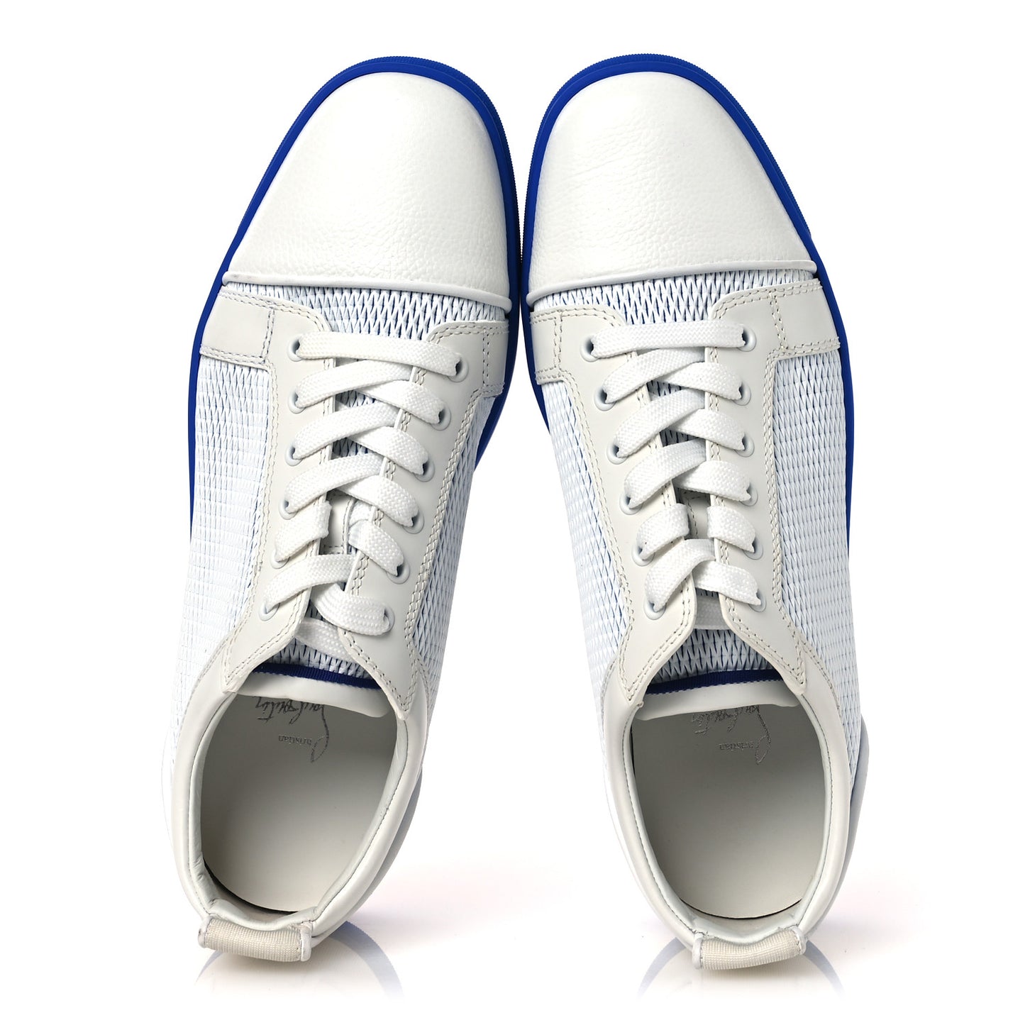 Calfskin Mens Louis Junior Orlato Flat Sneakers 43.5 White Blue