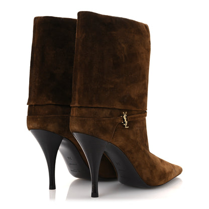 Saint Laurent Suede Vicky 90 Booties 36 Land 5 of 11