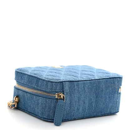 Chanel Denim Quilted CC Pearl Crush Camera Case Blue 4 of 10