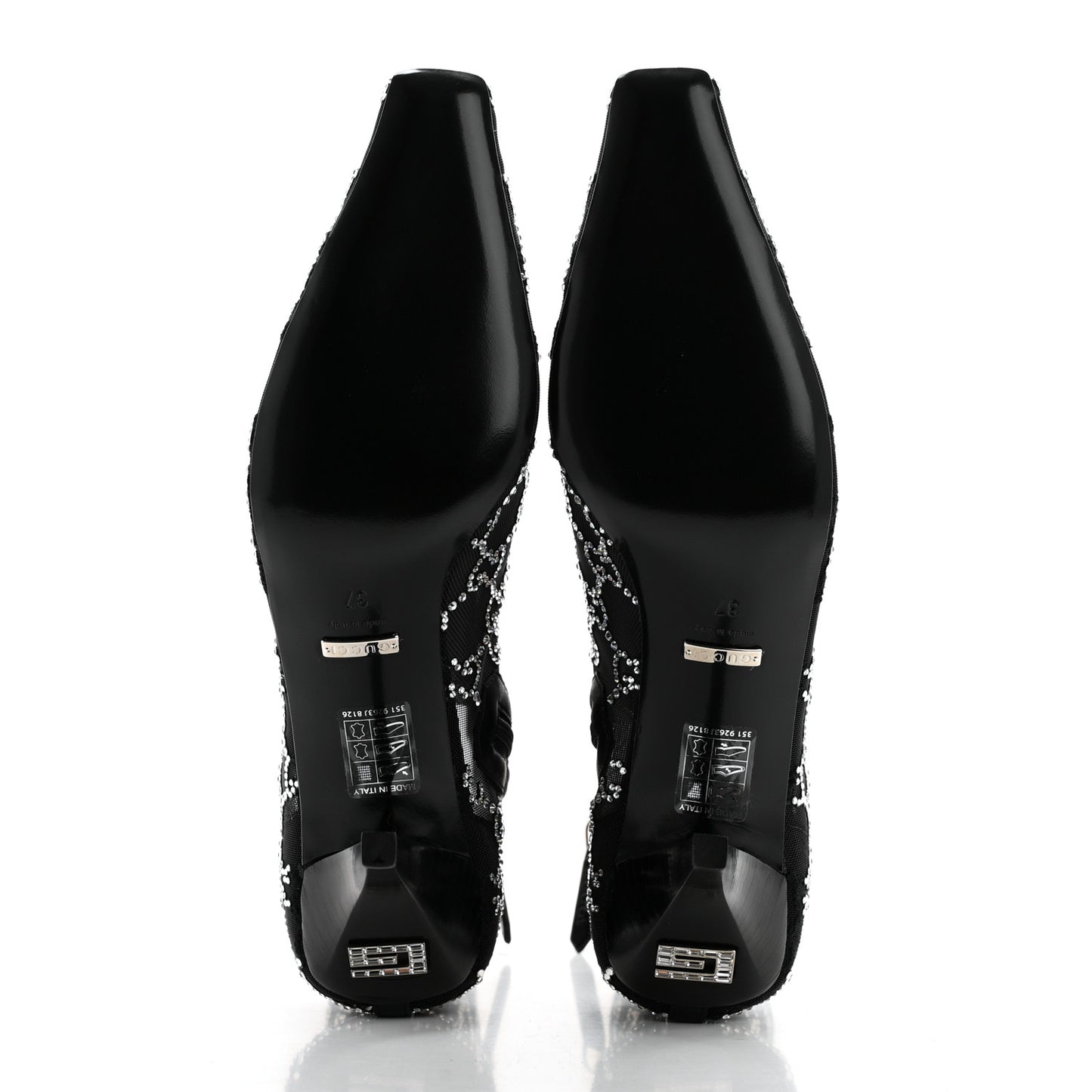 Tela Retino Kid Scamosciato Crystal GG Monogram Square Demi Boot 37 Black