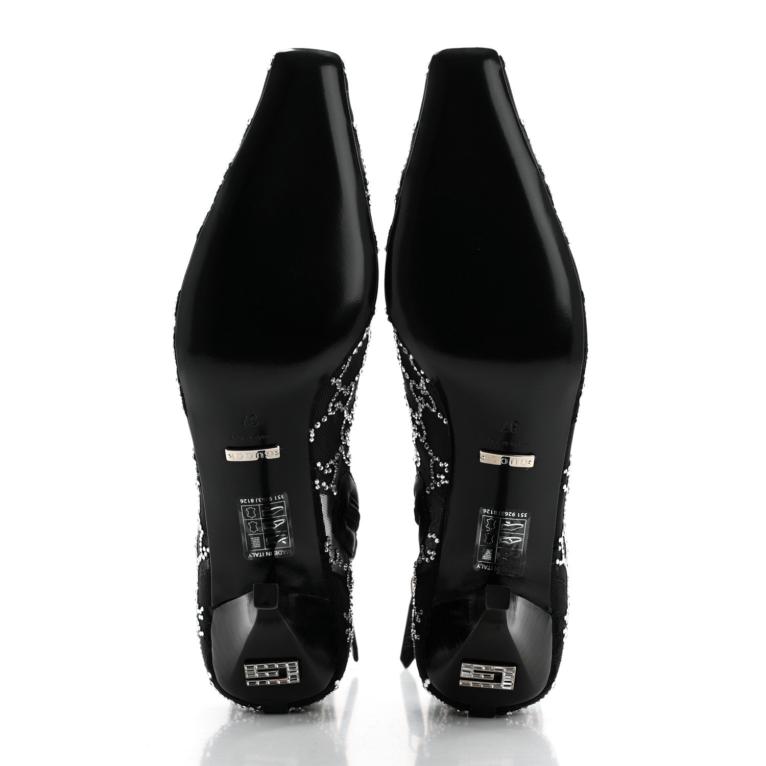 Gucci Tela Retino Kid Scamosciato Crystal GG Monogram Square Demi Boot 37 Black 5 of 8