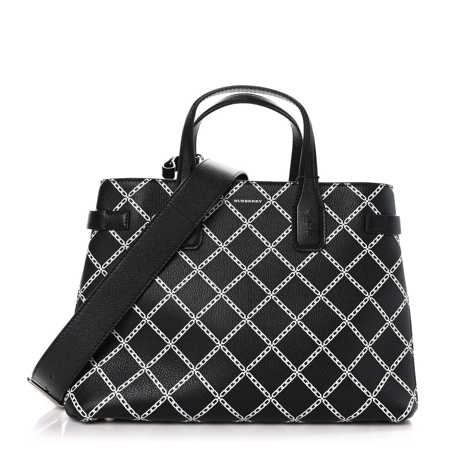 Burberry Goatskin Chain Print Medium Banner Tote Black 1 of 9