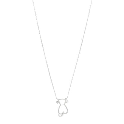 Roberto Coin 18K White Gold Diamond Cat Pendant Necklace 1 of 4