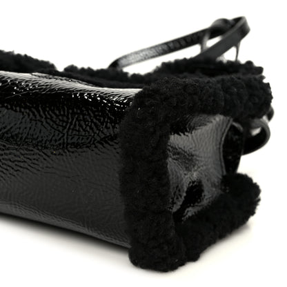 Telfar X UGG Crinkle Patent Shearling Small Shopping Bag Black 11 of 11